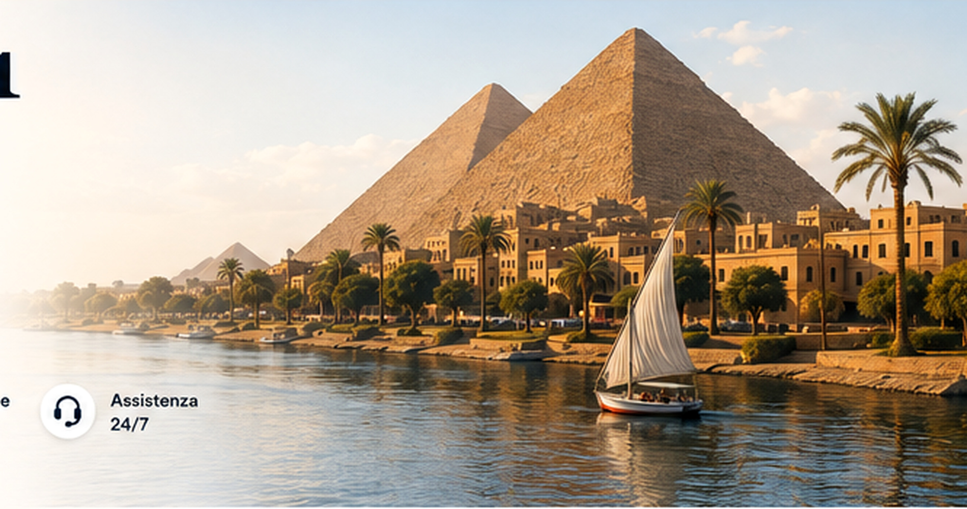 Piramides en de Nijl in Egypte